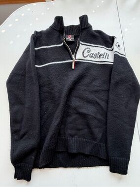 Vintage Castelli Italian Black Quarter-Zip Sweater